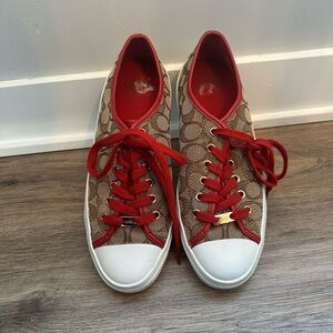 Coach Red and Tan Women's Sneakers